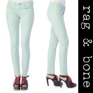 RAG & BONE Mint Green Low Rise Denim Leggings